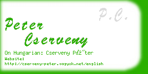 peter cserveny business card